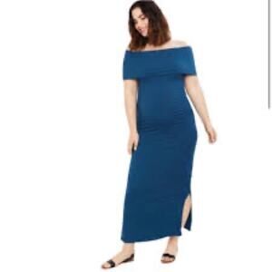 Motherhood Maternity Off The Shoulder Ribbed Midi Dress S